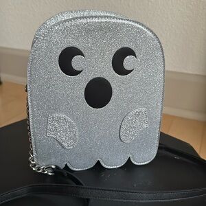 Metallic Silver Sparkly Ghost Crossbody Purse Mad Engine Fun handbag Novelty